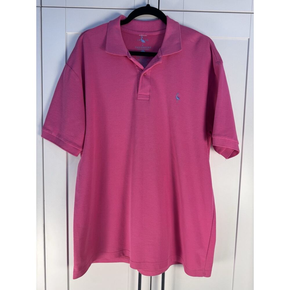 TailorByrd Pink Polo Shirt Men XXL Flamingo Logo Short Sleeve Golf Casual Preppy